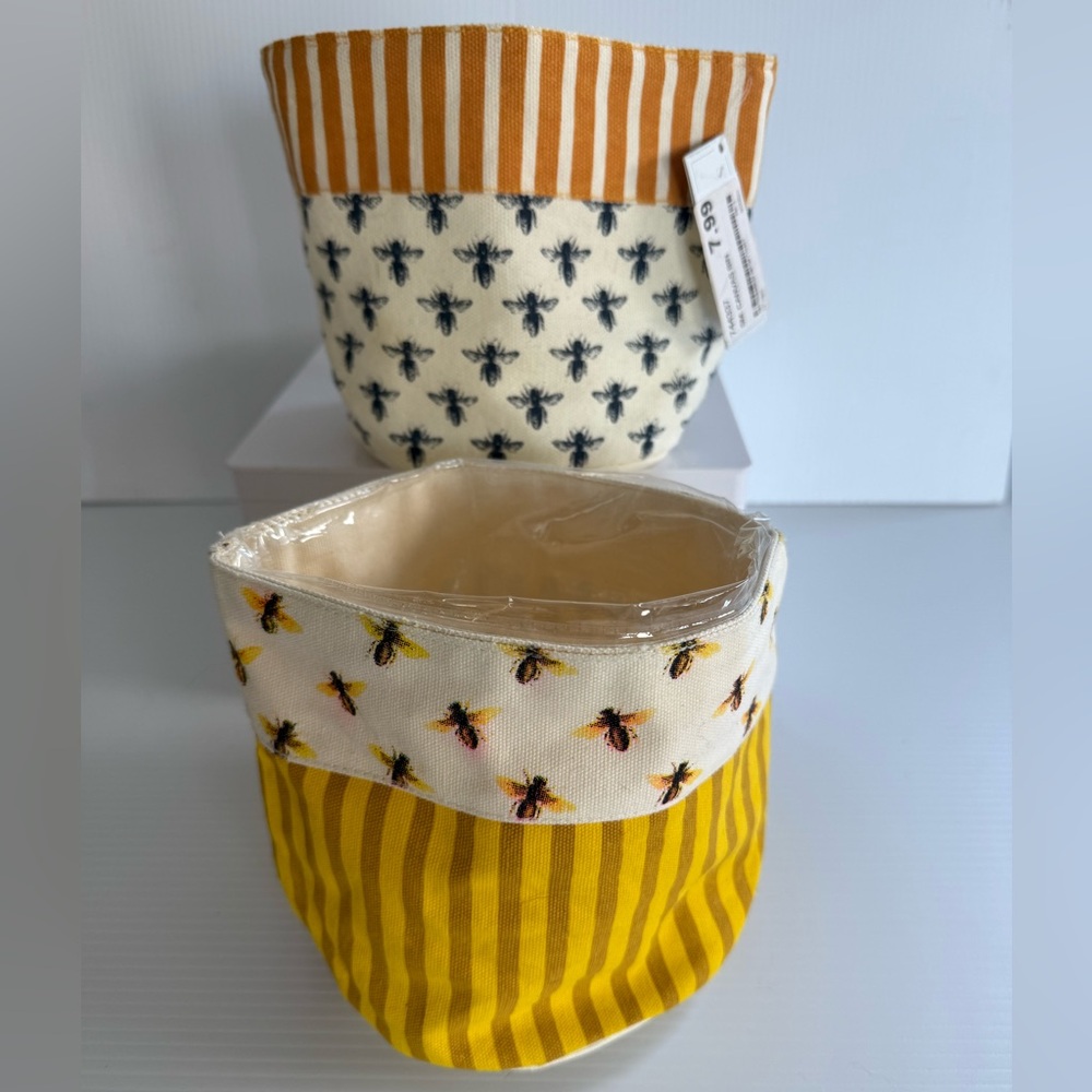 Bee Patterned Storage Bins/Plant Holders